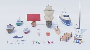 Pack 29 Sea Low-Poly 3D Models