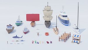Pack 29 Sea Low-Poly 3D Models