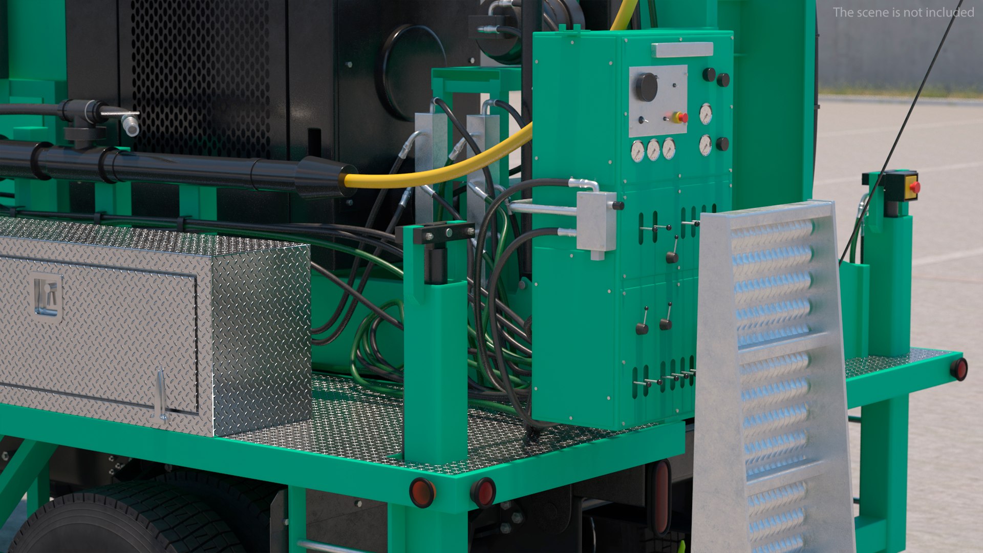 Truck-based Mobile Drill Rig Green Rigged For Cinema 4D Model ...