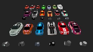 3D model Low Poly Taxi Cars Pack