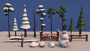 3d model winter trees
