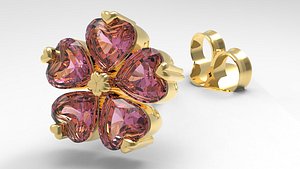 Gemstone Flower Stud Earrings 3D print model