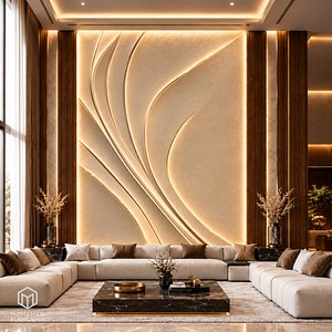 Modern Abstract Wave Decor Bas Relief Mural STL CNC 97