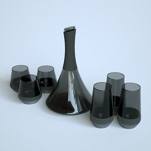 black carafe glasses 3D model