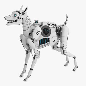 Futuristic Robotic Dog White 3D model