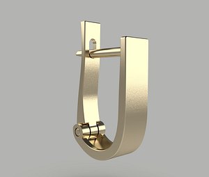 Hinged Leverback Hoop Earring 3D Print Model
