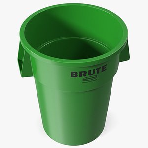 Green Round Waste Garbage Can 32 Gallon 3D