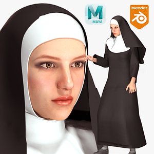 3D Realistic Rigged The Church Mother Character 3D Model model