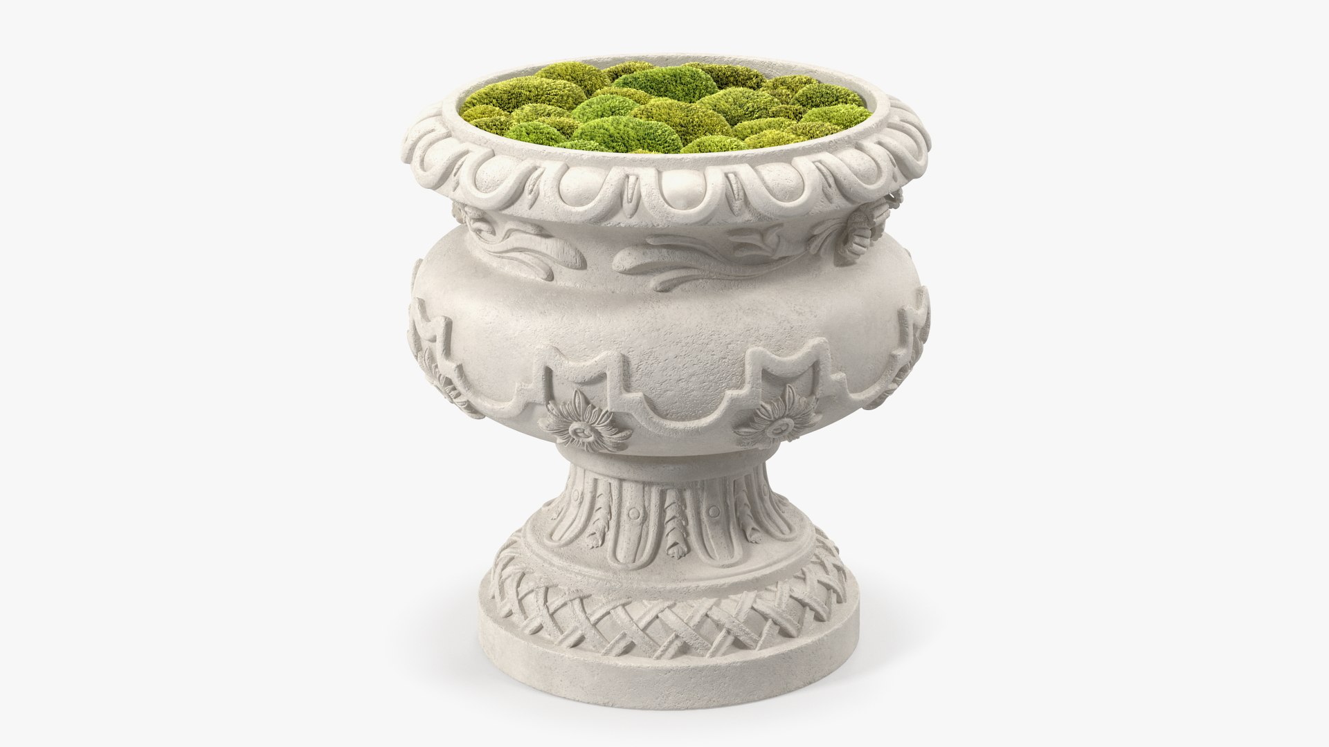 Planter Urn With Moss Garden h45 3D model preview