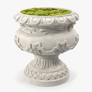 Planter Urn With Moss Garden h45 3D model
