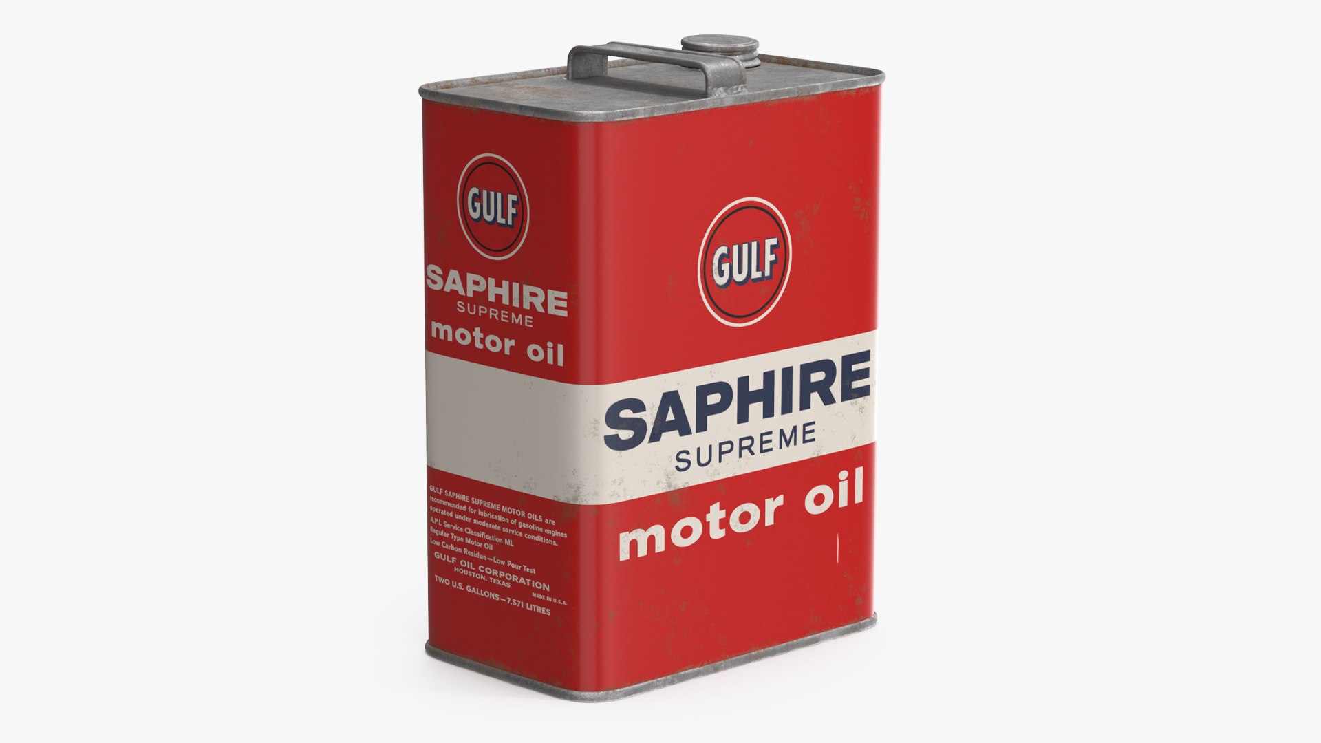 Vintage Gulf Engine Oil Storage Can Red 3D model preview
