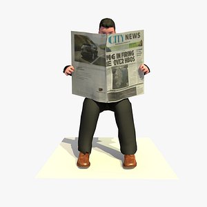Animated Business Man Reading a Newspaper Sitting (Outdoors)