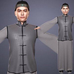 3D Chinese ancient Qing Dynasty shopkeeper
