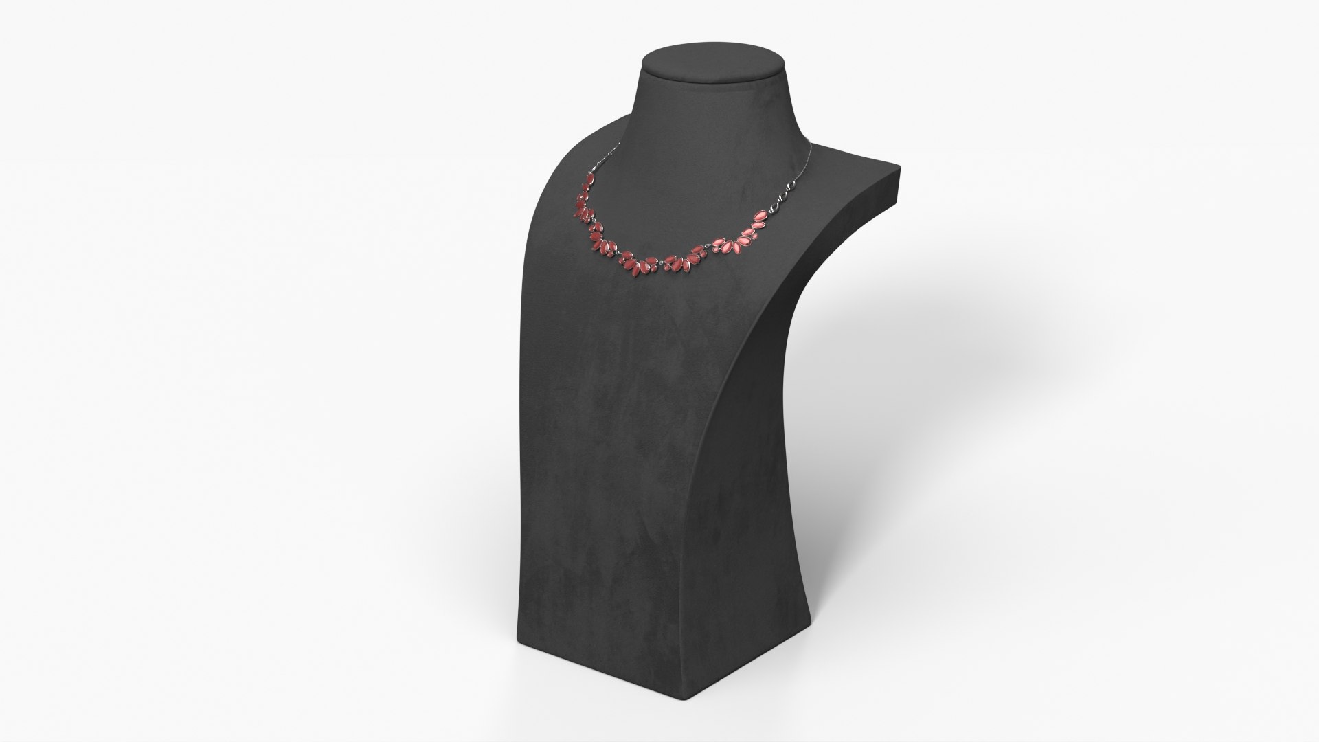 Silver Necklace with Gemstones on Stand 3D model preview
