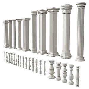 30 Columns  Balusters With Classic Design 3D model