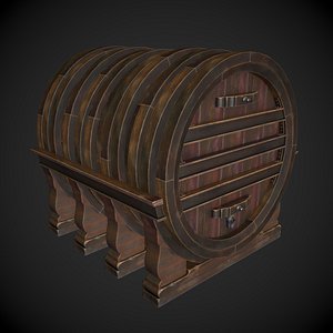 Large Wine Barrel 3D model
