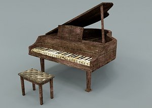 old piano abandoned 3D