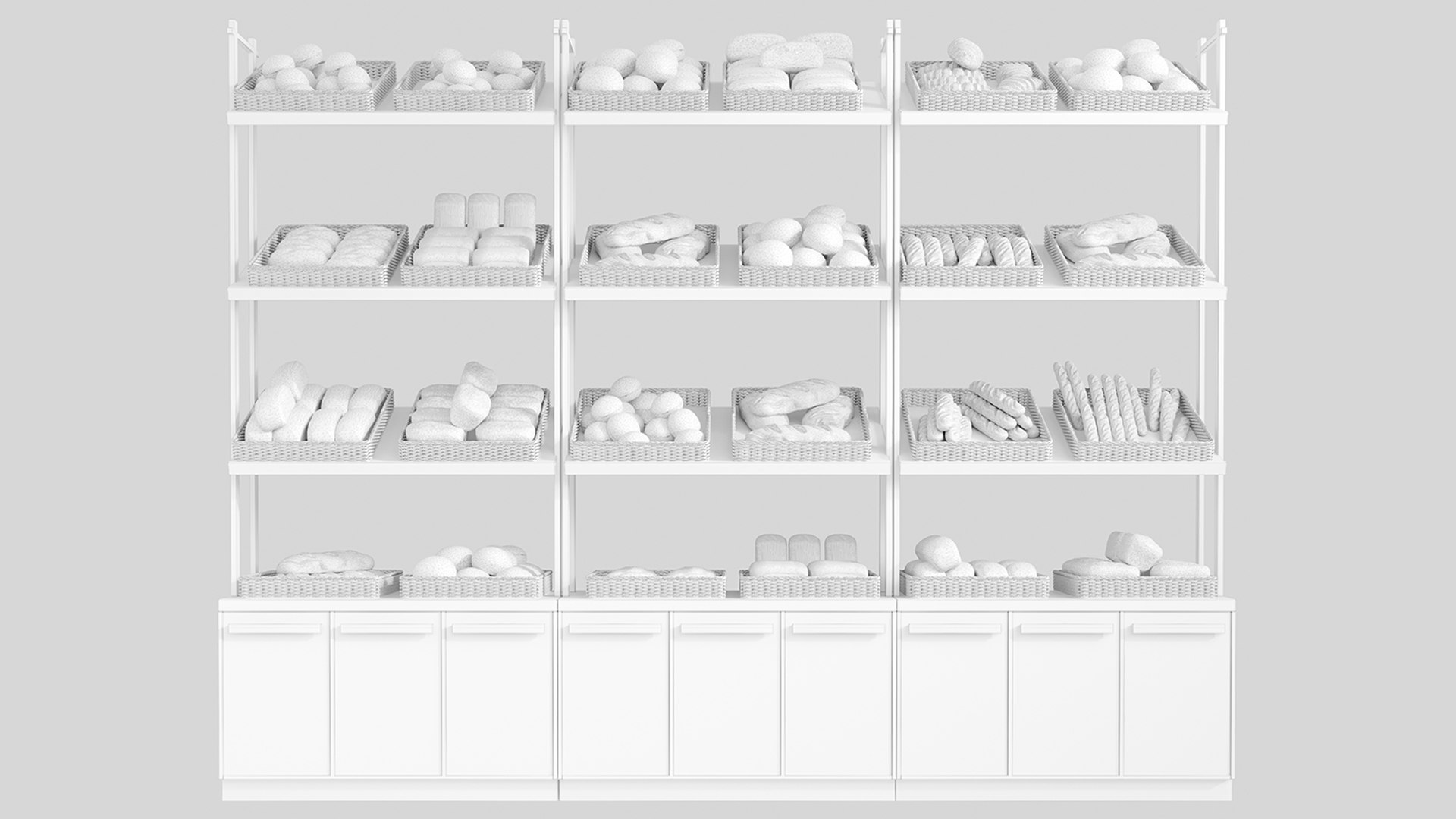 Showcase In A Supermarket Or Cafe With Pastries Bread 3D Model ...