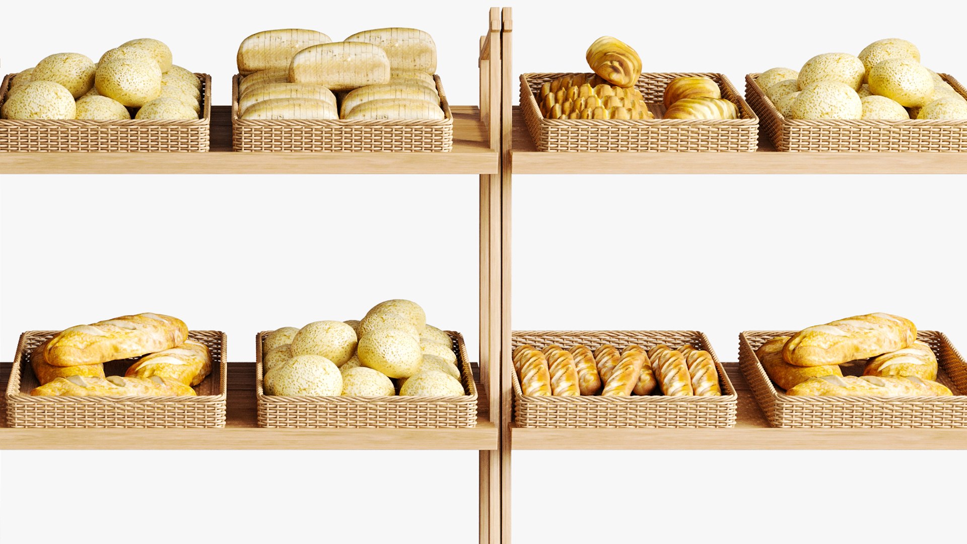 Showcase In A Supermarket Or Cafe With Pastries Bread 3D Model ...