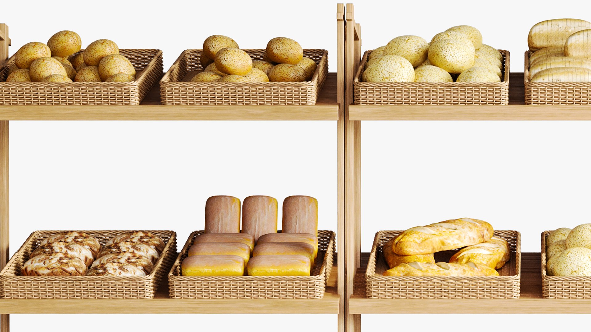 Showcase In A Supermarket Or Cafe With Pastries Bread 3D Model ...