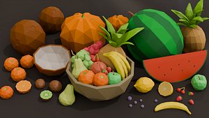 3D Collection 25 Fruits Low Poly model