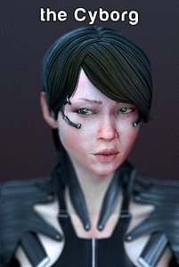 female cyborg 3d model
