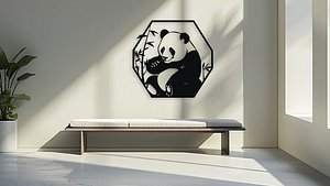 Panda Bear Wall Art  3D for Laser Cut 3D Print 3D model