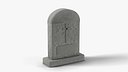 Weathered Arched Tombstone with Cross Relief - Halloween Graveyard Prop