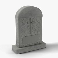 Weathered Arched Tombstone with Cross Relief - Halloween Graveyard Prop