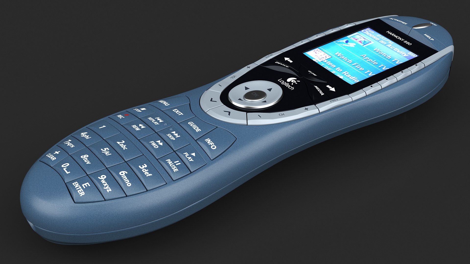 Universal Remote Control Logitech Harmony 880 Blue 3D Model ...