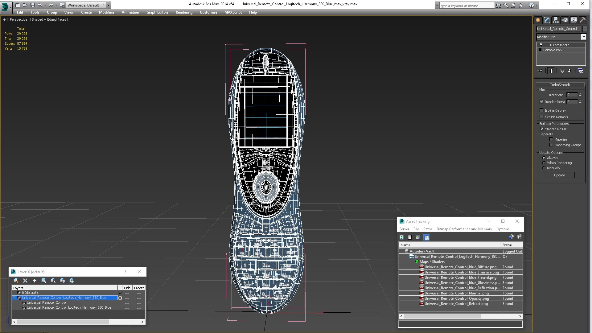 Universal Remote Control Logitech Harmony 880 Blue 3D Model ...