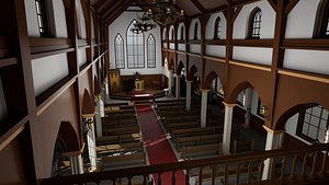3D Realistic Church Cathedral Interior - Game Ready model
