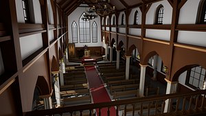 Realistic Church Cathedral Interior - Game Ready