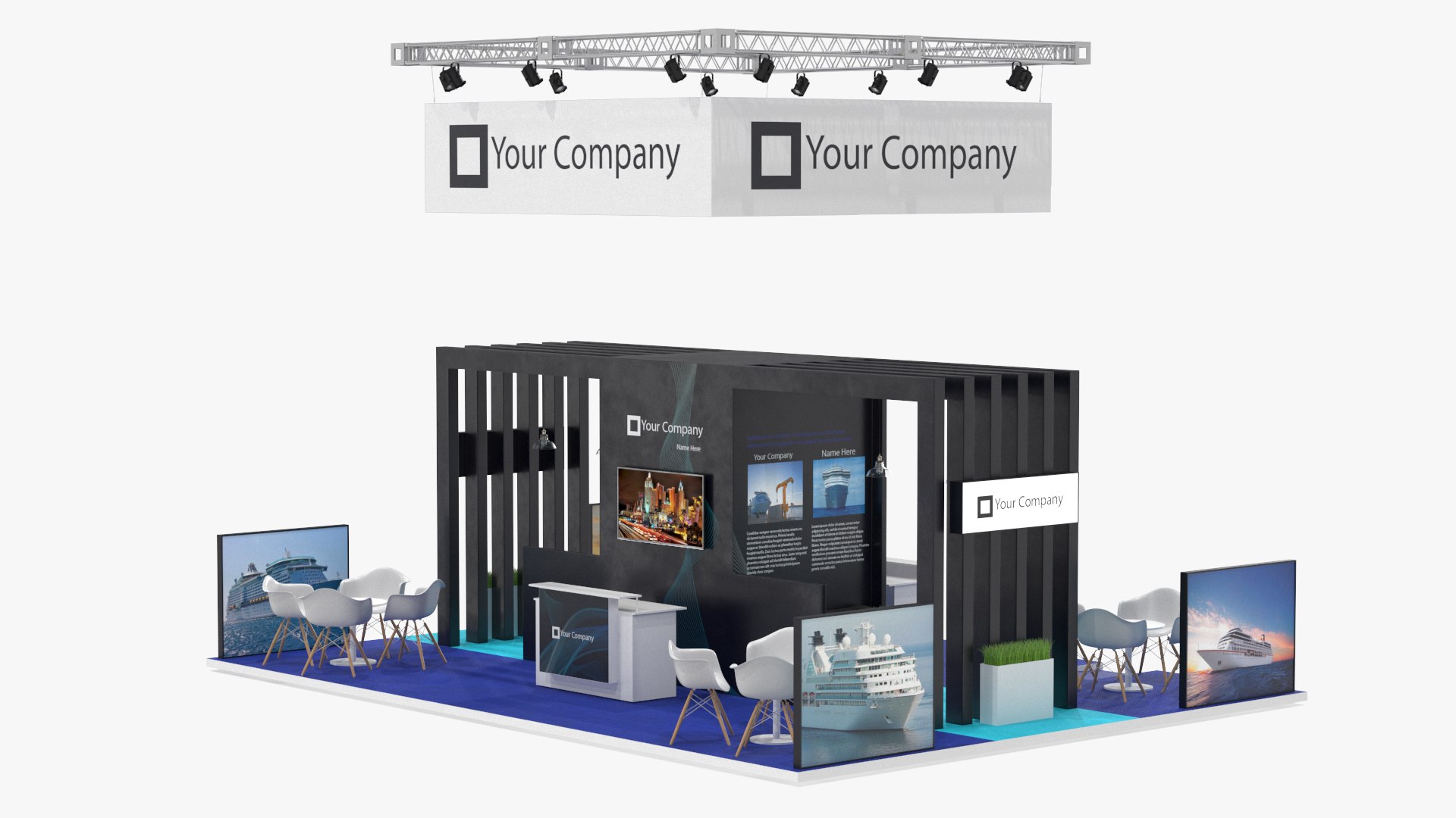 Trade Show Exhibition Booth 3D model preview