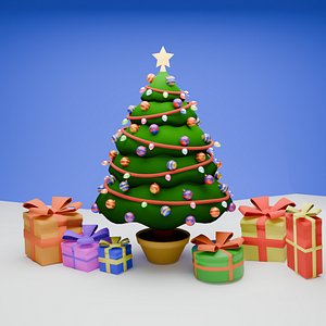 3D Cartoon Style Christmas Tree