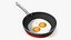 Nonstick Frying Pan with Fried Eggs on Red Silicone Mat 3D model
