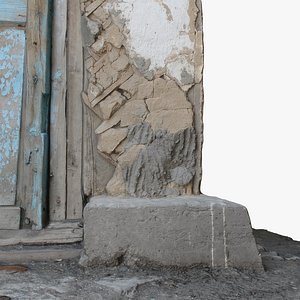 3D old wall corner