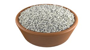 Raw white rice bowl model