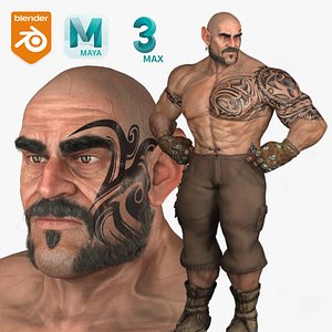 Realistic Warrior Man Rigged 3D Model
