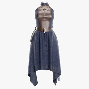 Leather-Top Mesh Dress