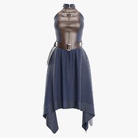 Leather-Top Mesh Dress