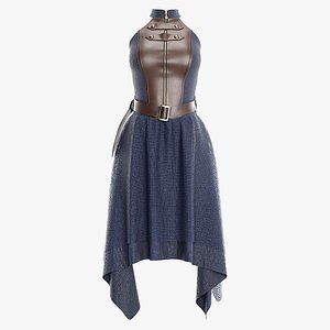 Leather-Top Mesh Dress