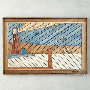 folk art painted wood 3D model