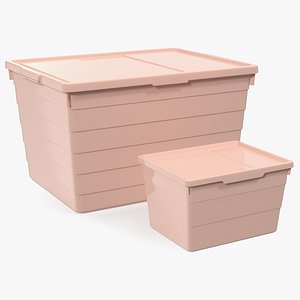 pink plastic storage box 3D model