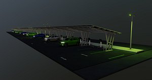 Low Poly Solar Carport Type-3 Pack model