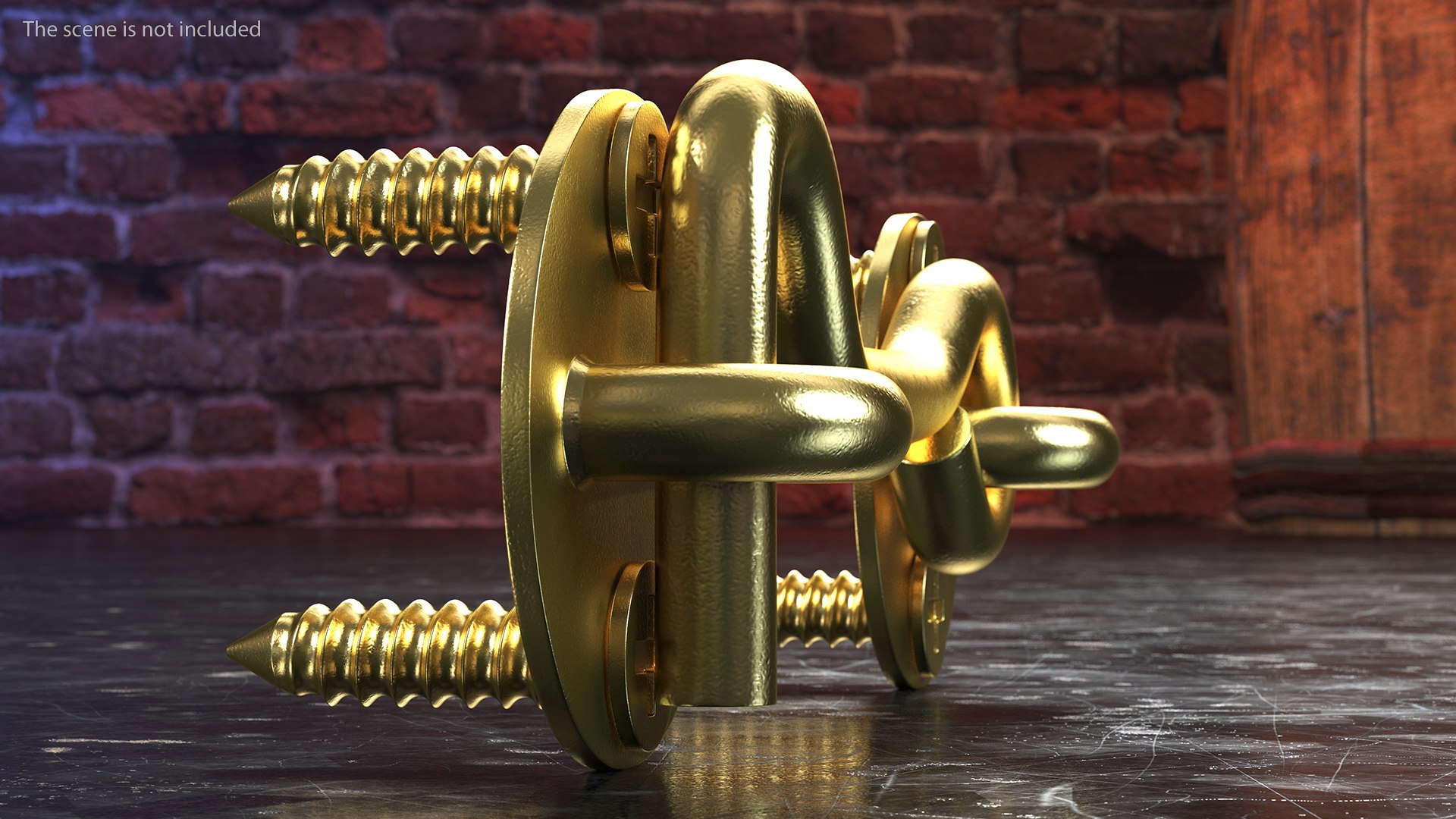 3D Hook And Eye Latch For Sliding Door Gold Model - TurboSquid 1857935