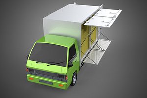 3D DROP SIDE PANEL DELIVERY BOX TRUCK PICKUP CARGO FREIGHT CUBE VAN