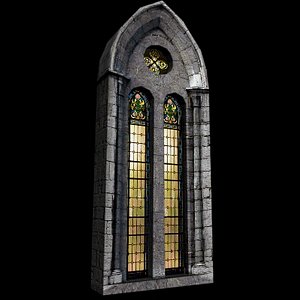 medieval castle stained-glass 3d max