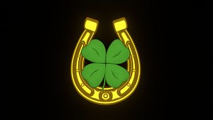 3D model Lucky Horseshoe with four leaf clover