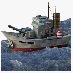 3D battleship boat ship model